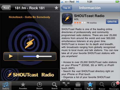 shoutcast en el iphone