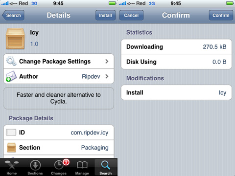 Instalación de Icy en Cydia
