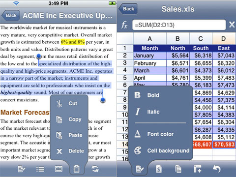 QuickOffice para iPhone