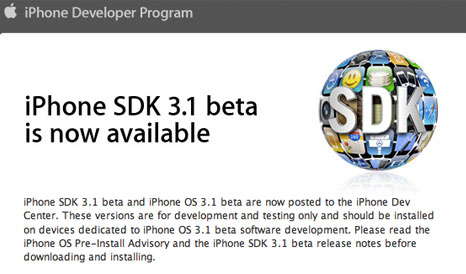 iPhone OS 3.1 beta disponible