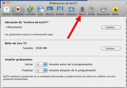Activando EyeTV para iPhone en el Mac