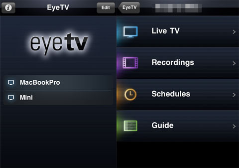 EyeTV ya configurado en el iPhone