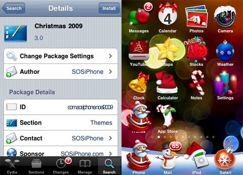 Tema Christmas 2009 para iPhone