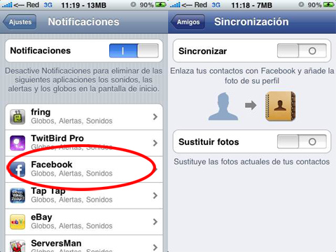 Facebook con notificaciones