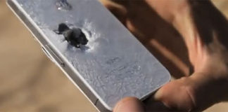 iPhone destruído por un disparo