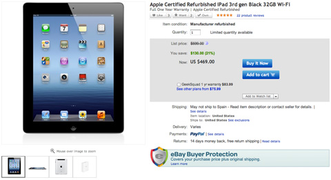 iPad reparado en eBay