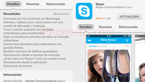 Nuevo Skype para iOS