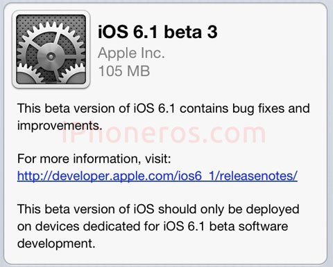iOS 6.1 beta 3