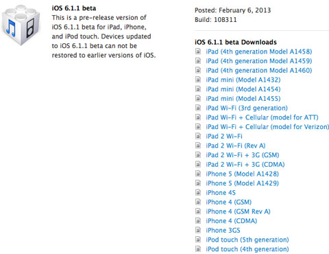 iOS 6.1.1 beta