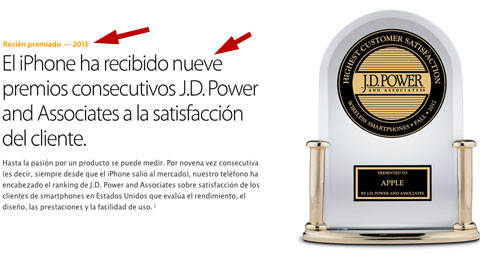 Página de promoción del iPhone en español
