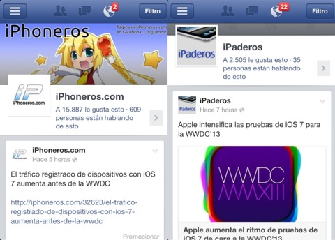 Paginas de iPhoneros e iPaderos en Facebook