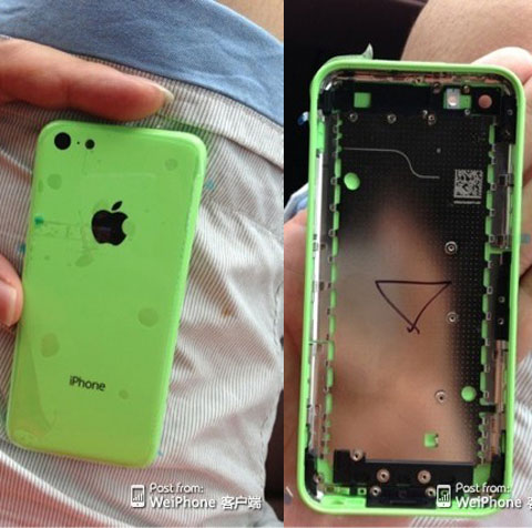 Supuesta carcasa de un iPhone de bajo coste de color verde
