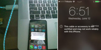 Cable no certificado conectado a iOS 7