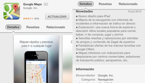 Google Maps en la App Store