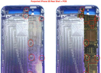 Supuesta carcasa trasera del iPhone 5S y su supuesta placa base