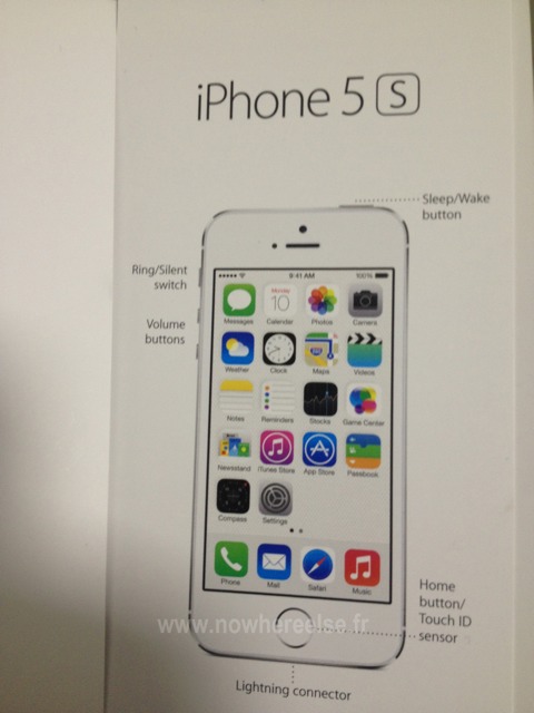 Foto del supuesto manual del iPhone 5S
