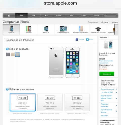 iPhone 5S en la App Store española