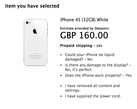 iPhone 4S por 160 GBP