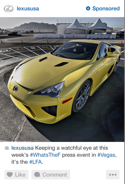 Anuncio de Lexus en Instagram
