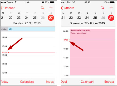 Hora mal en la App de Calendario