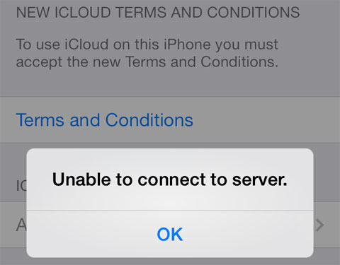 Imposible conectar al servidor de iCloud