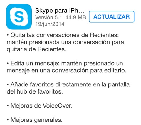 Actualización de Skype 5.1