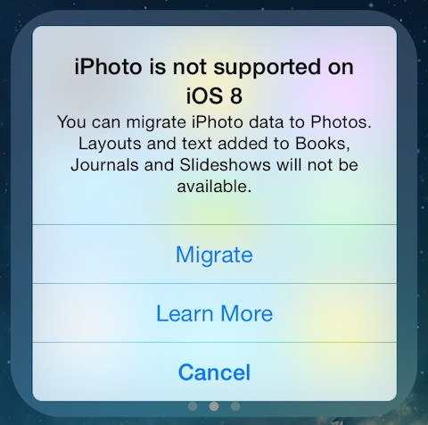 Asistente de migración de fotos en iOS 8
