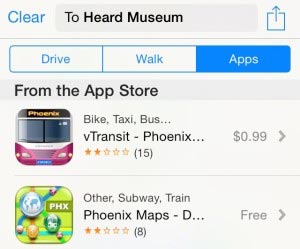 Botón de Apps en la App de Mapas de Apple