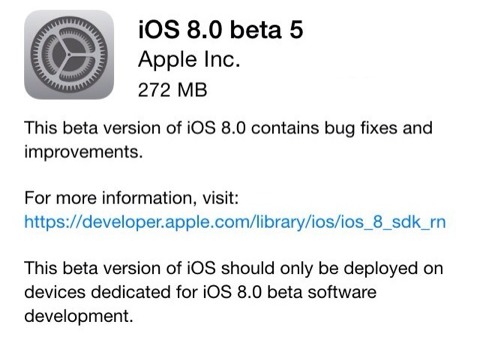 iOS 8 beta 5