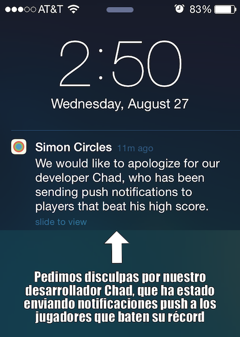 Notificación de Simon Circles