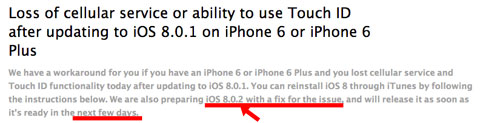 iOS 8.0.2 en preparación