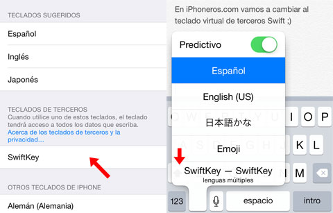 Teclado virtual de terceros en iOS 8