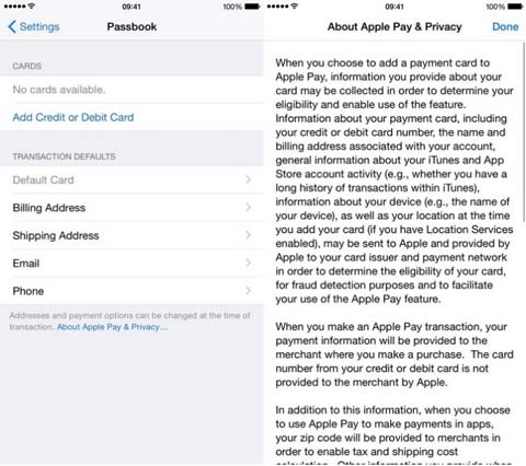 Referencias a Apple Pay en iOS 8.1 beta