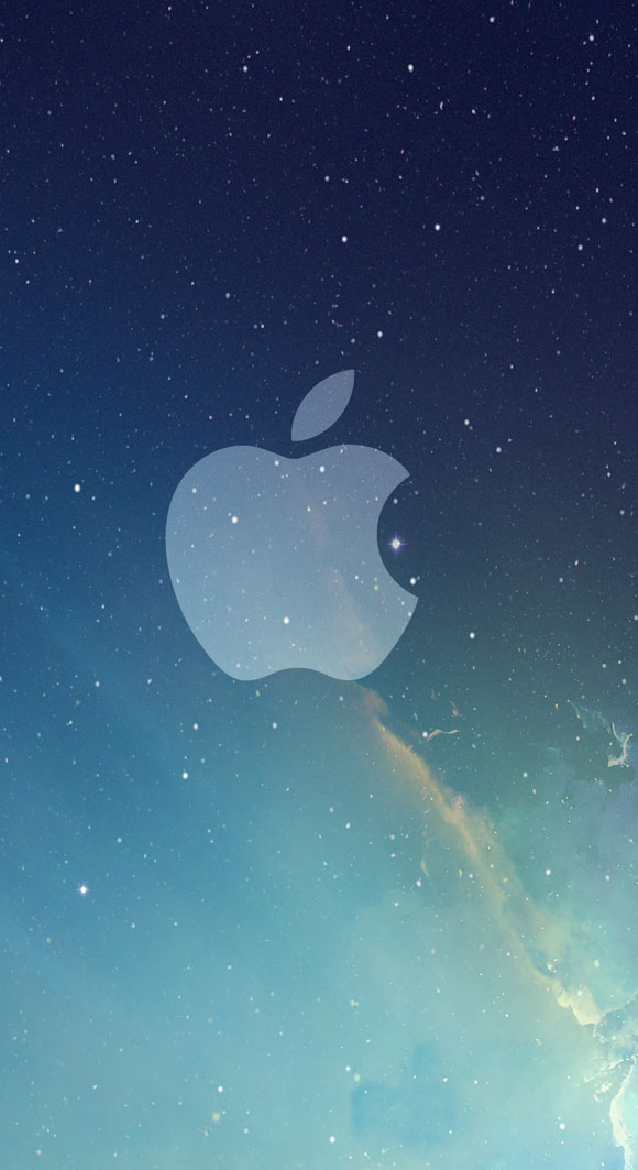 Fondo de estrellas con el logo de Apple