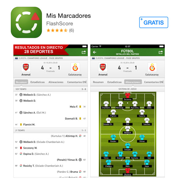 Mis Marcadores, App gratuita para seguir los resultados deportivos 28 | iPhoneros