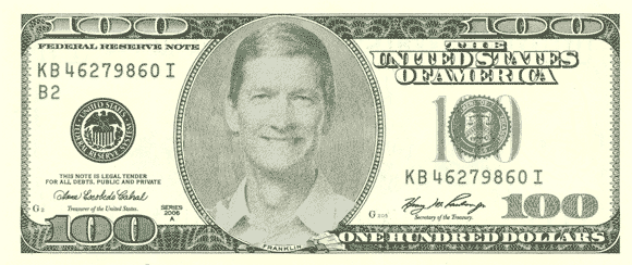 Billete de 100 dólares de Tim Cook