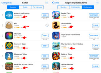 Cinco reseñas en la App Store