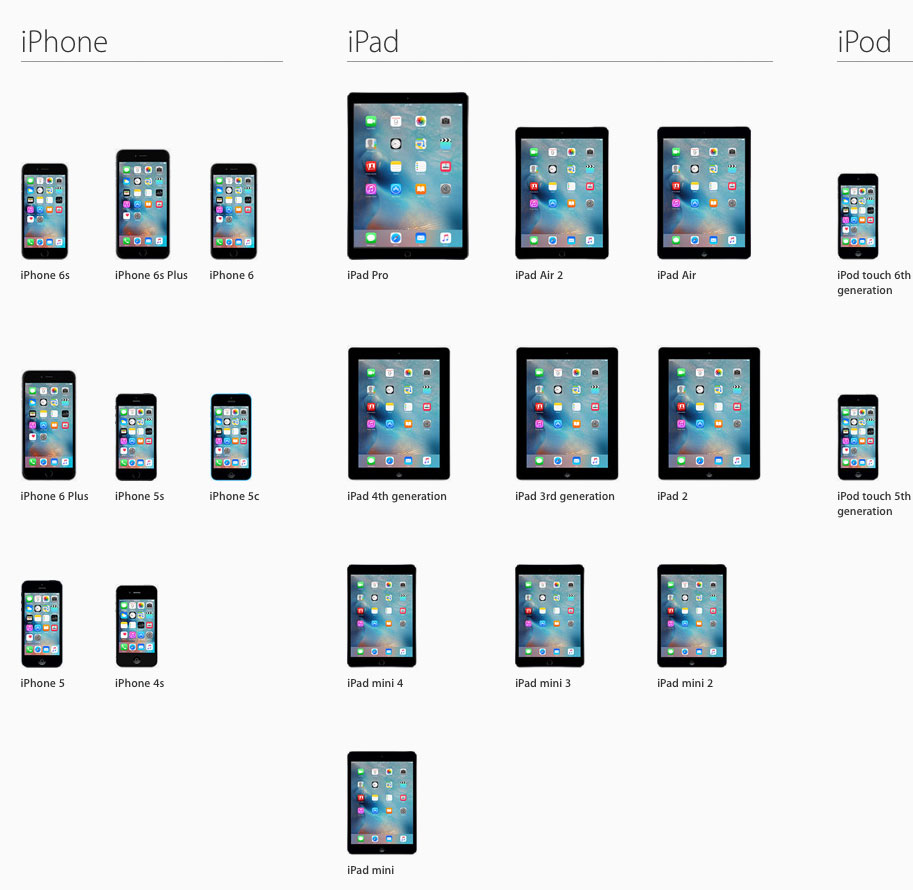 Dispositivos iOS compatibles con iOS 9