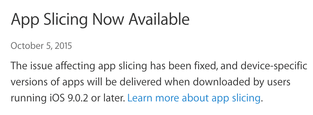 App Slicing ya activado