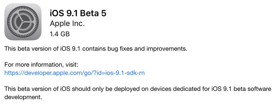 iOS 9.1 beta 5