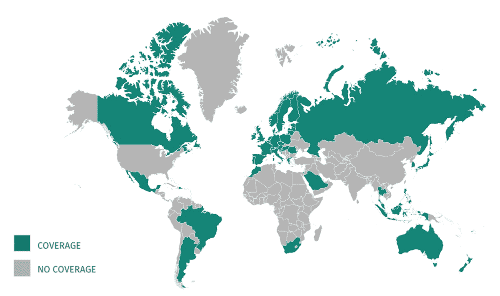 Mapa de cobertura internacional de Always Online Wireless