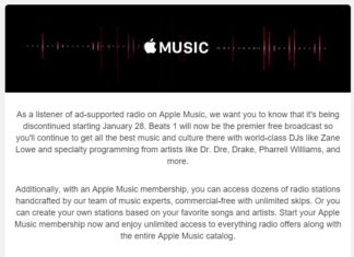 Email sobre el fin de las radios de iTunes