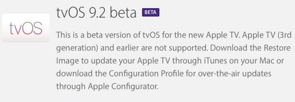 tvOS 9.2 beta 1