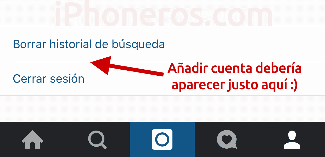 Opción para añadir más cuentas en Instagram