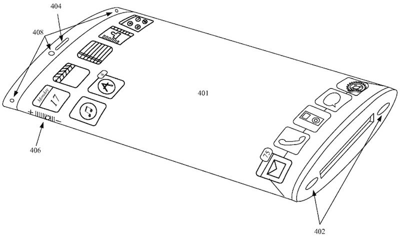 Patente de iPhone con pantalla curva