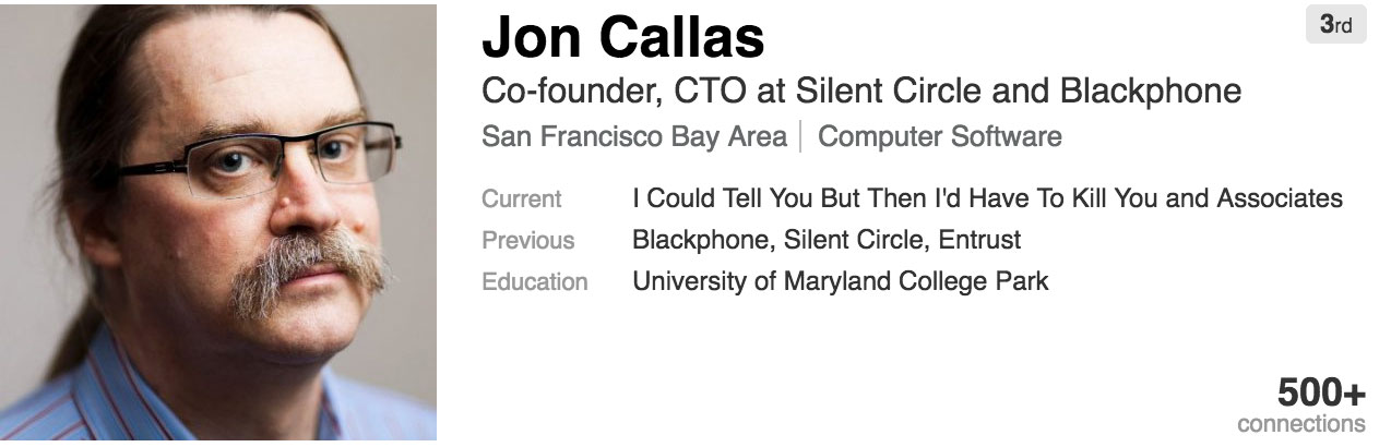 Jon Callas en LinkedIn