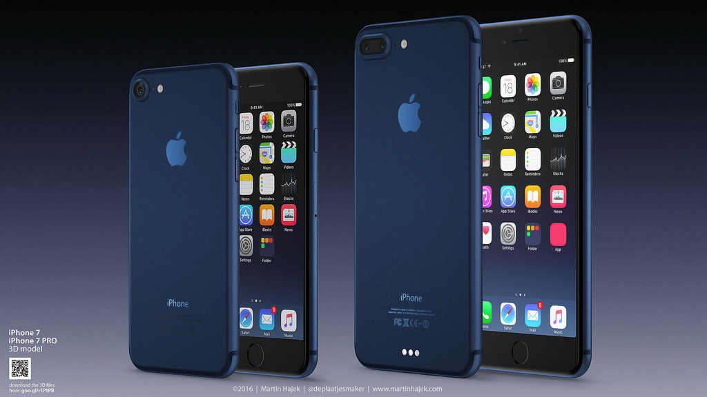 Concepto de diseño de iPhone 7 azul de Martin Hajek