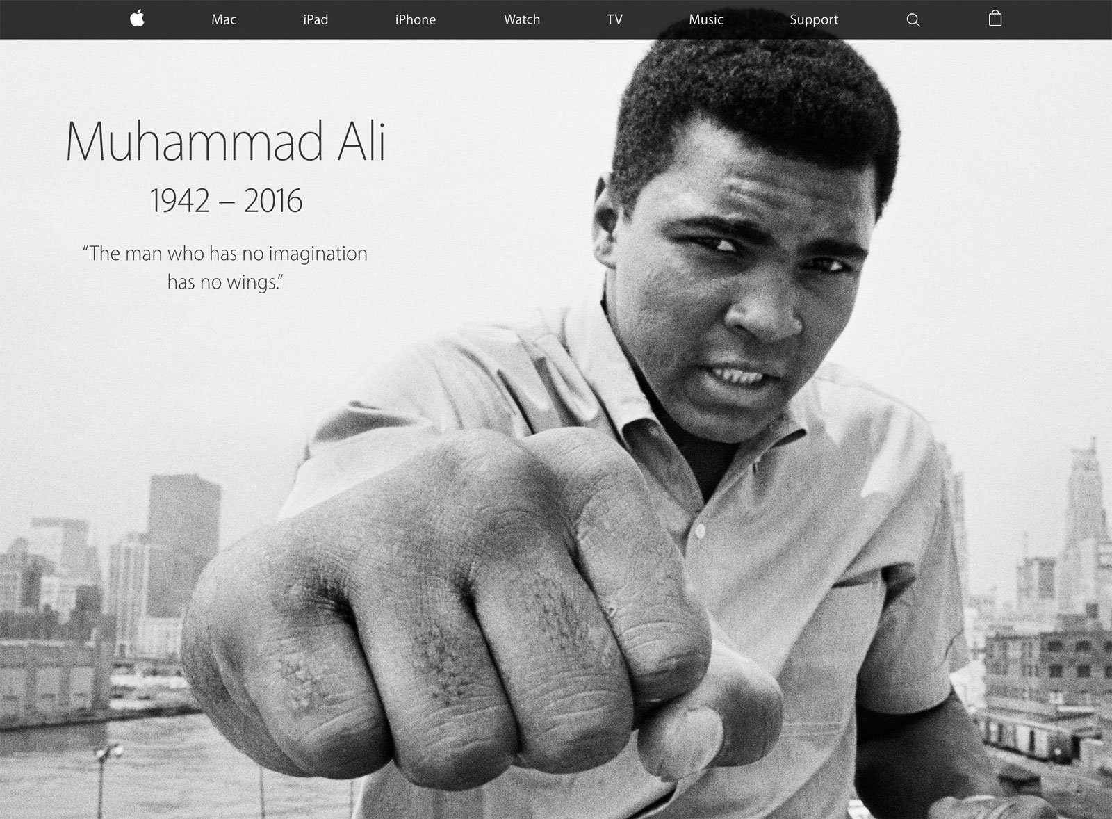 Muhammad Ali en la web de Apple