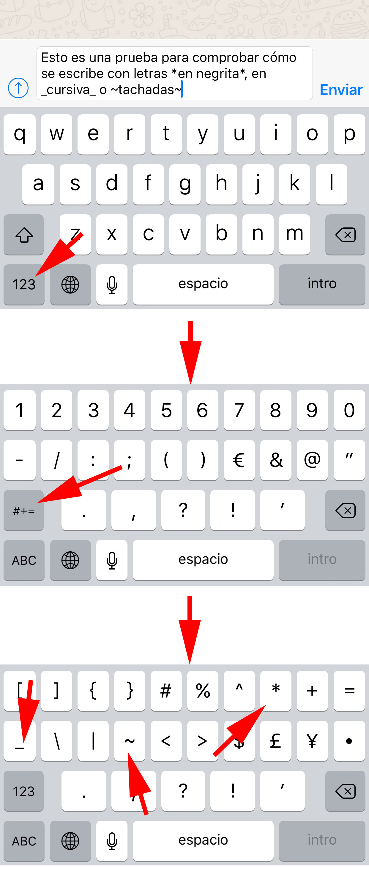 Teclado virtual para mostrar caracteres en iOS