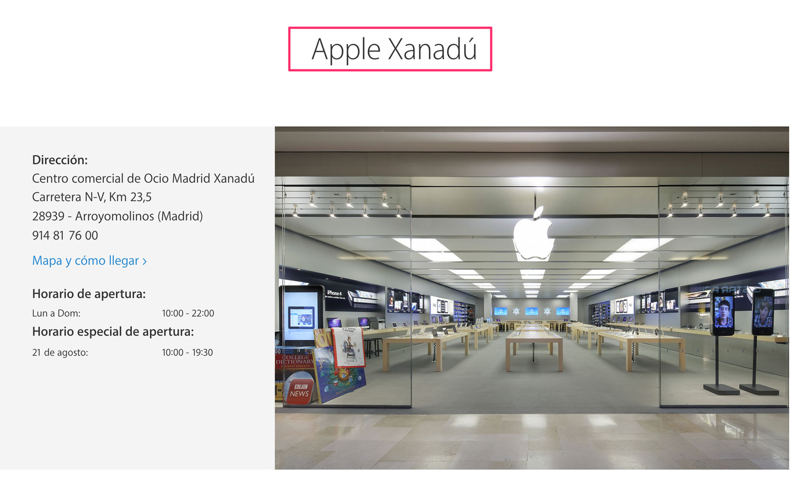 Página de Apple Xanadú